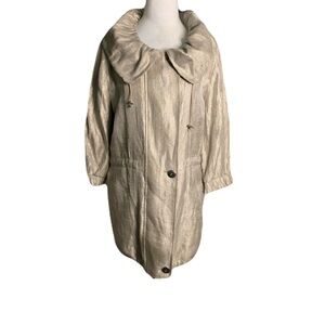 Victor Alfaro Women’s Small Champagne Large Collar Long Jacket Artsy Modest